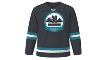 Load image into Gallery viewer, Zurich Original Hockey Jersey in Graphite, front view – custom name and number