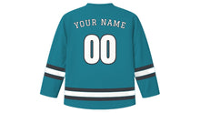 Load image into Gallery viewer, Zurich Original Hockey Jersey in Lake Teal, back view with your name and number