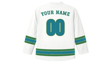 Load image into Gallery viewer, Zurich Original Hockey Jersey in Snow White, back view with your name and number