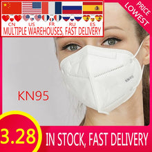 Load image into Gallery viewer, 10/50 PCS In Stock KN95 Face Mask Maschere Anti Smog Dust Gas PM 2.5 Air Filter Mask Mascaras Safety Protective as N95 Maski