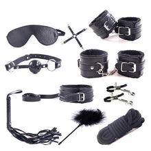 Load image into Gallery viewer, 10 Pcs/set Sex Products Erotic Toys for Adults BDSM Sex Bondage Set Handcuffs Nipple Clamps Gag Whip Rope Sex Toys For Couples