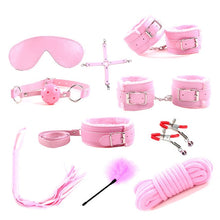 Load image into Gallery viewer, 10 Pcs/set Sex Products Erotic Toys for Adults BDSM Sex Bondage Set Handcuffs Nipple Clamps Gag Whip Rope Sex Toys For Couples