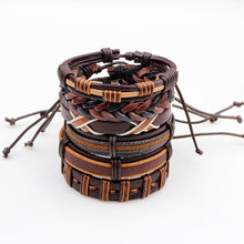 Load image into Gallery viewer, 10 Styles Trendy Vintage Multilayer Handmade Leather Bracelets Leaf Anchor Aircraft Wood Beads Bracelets &amp; Bangle Wholesale