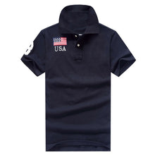Load image into Gallery viewer, 100% Cotton Summer Men Polo Shirt Short Sleeve Big Horse Brands Embroidery Breathable Tops Tees Men&#39;s National Flag Polo Shirts