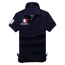 Load image into Gallery viewer, 100% Cotton Summer Men Polo Shirt Short Sleeve Big Horse Brands Embroidery Breathable Tops Tees Men&#39;s National Flag Polo Shirts