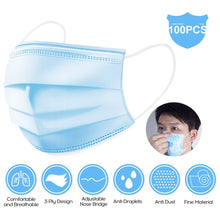 Load image into Gallery viewer, 100 pcs Face Mouth Protective Mask Disposable 3 Layers Filter Earloop Non Woven Mouth Masks Shipping within 24 Hours