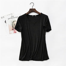 Load image into Gallery viewer, 17 Colors! 2020 High Elastic V-neck Tshirt Women Summer Short Sleeve t-shirt  Female Cool Modal t shirts  Free Dropshipping 323