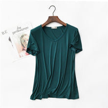 Load image into Gallery viewer, 17 Colors! 2020 High Elastic V-neck Tshirt Women Summer Short Sleeve t-shirt  Female Cool Modal t shirts  Free Dropshipping 323