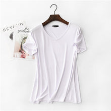 Load image into Gallery viewer, 17 Colors! 2020 High Elastic V-neck Tshirt Women Summer Short Sleeve t-shirt  Female Cool Modal t shirts  Free Dropshipping 323