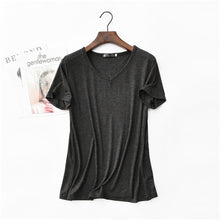 Load image into Gallery viewer, 17 Colors! 2020 High Elastic V-neck Tshirt Women Summer Short Sleeve t-shirt  Female Cool Modal t shirts  Free Dropshipping 323