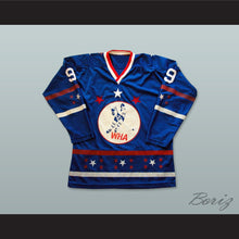 Load image into Gallery viewer, WHA 1972-73 Bobby Hull 9 All Star Blue Hockey Jersey