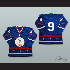 WHA 1972-73 Bobby Hull 9 All Star Blue Hockey Jersey