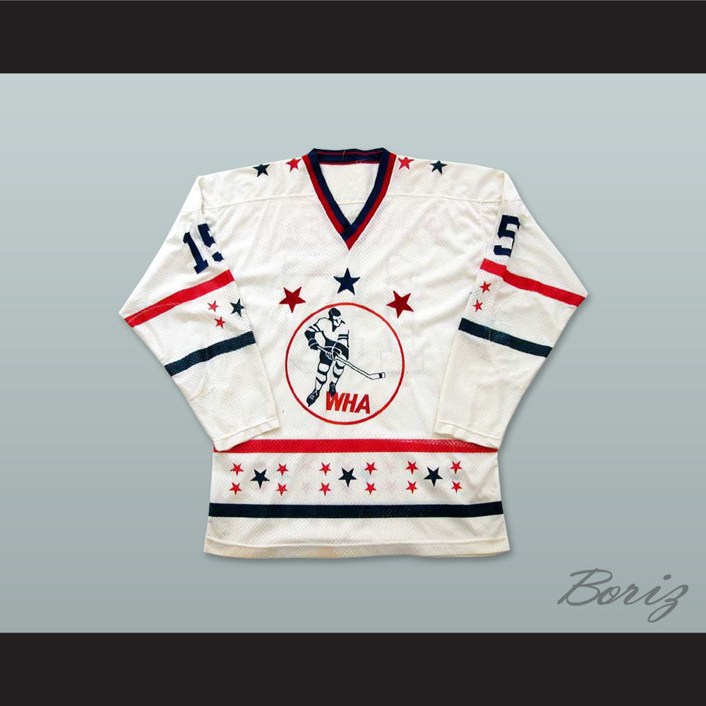 WHA 1972-73 Michael Parizeau 15 All Star White Hockey Jersey