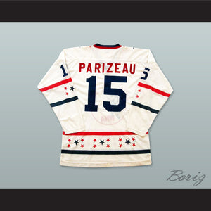WHA 1972-73 Michael Parizeau 15 All Star White Hockey Jersey