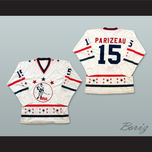 WHA 1972-73 Michael Parizeau 15 All Star White Hockey Jersey