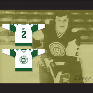 WHA 1972-73 New England Whalers Rick Ley 2 Home Hockey Jersey
