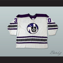 Load image into Gallery viewer, WHA 1972-73 Cleveland Crusaders Gerry Cheevers 30 Home Hockey Jersey