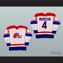 Load image into Gallery viewer, WHA 1973-74 Quebec Nordiques Francois Lacombe 4 Home Hockey Jersey