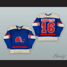 Load image into Gallery viewer, 1973-74 WHA Andre Gaudette 16 Quebec Nordiques Blue Hockey Jersey