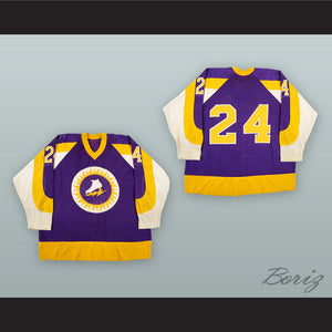 1973-74 WHA Bill Speer 24 New York Golden Blades Purple Hockey Jersey