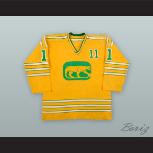 1973-74 WHA Brian Coates 11 Chicago Cougars Yellow Hockey Jersey