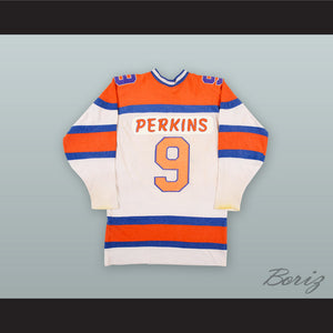 1973-74 WHA Ross Perkins 9 Edmonton Oilers White Hockey Jersey