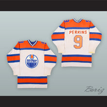 Load image into Gallery viewer, 1973-74 WHA Ross Perkins 9 Edmonton Oilers White Hockey Jersey