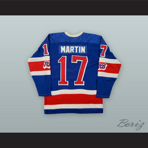 1973-74 WHA Tom Martin 17 Toronto Toros Blue Hockey Jersey