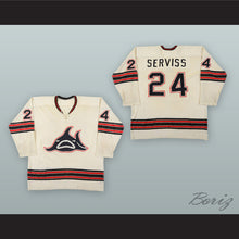 Load image into Gallery viewer, 1973-74 WHA Tom Serviss 24 Los Angeles Sharks White Hockey Jersey