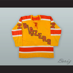 1974-75 WHA Claude St. Sauveur 22 Vancouver Blazers Yellow Hockey Jersey