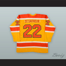 Load image into Gallery viewer, 1974-75 WHA Claude St. Sauveur 22 Vancouver Blazers Yellow Hockey Jersey