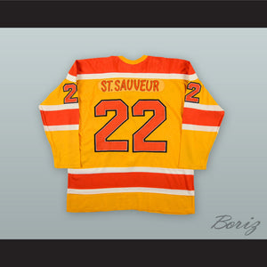1974-75 WHA Claude St. Sauveur 22 Vancouver Blazers Yellow Hockey Jersey