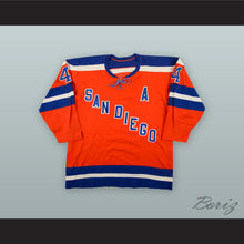 Load image into Gallery viewer, 1974-75 WHA Kevin Morrison 4 San Diego Mariners Orange Hockey Jersey