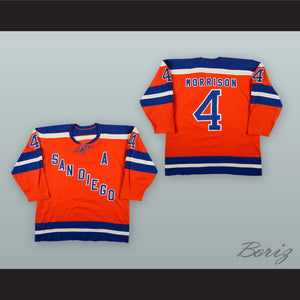 1974-75 WHA Kevin Morrison 4 San Diego Mariners Orange Hockey Jersey