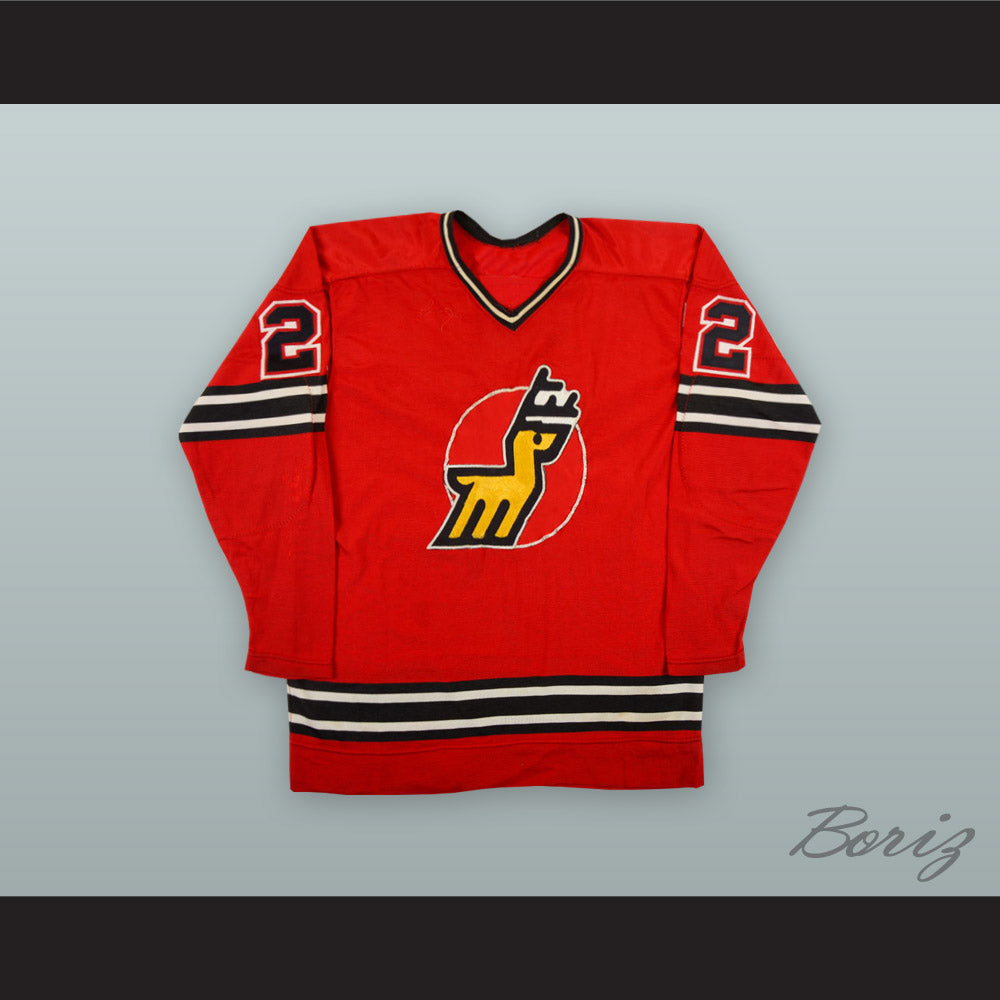 1974-75 WHA Pierre Guite 22 Michigan Stags Red Hockey Jersey