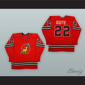 1974-75 WHA Pierre Guite 22 Michigan Stags Red Hockey Jersey