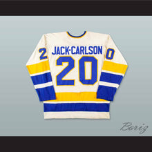 Load image into Gallery viewer, WHA 1975-76 Minnesota Fighting Saints Jack Carlson 20 White Hockey Jersey