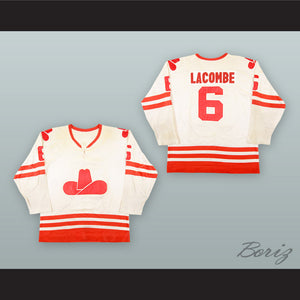 1975-76 WHA Francois Lacombe 6 Calgary Cowboys White Hockey Jersey
