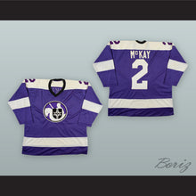 Load image into Gallery viewer, 1975-76 WHA Ray McKay 2 Cleveland Crusaders Purple Hockey Jersey