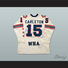 Load image into Gallery viewer, WHA 1975-76 Wayne Carleton 15 All Star White Hockey Jersey