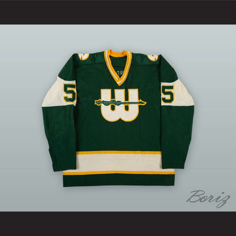 1975-77 WHA Ron Busniuk 5 New England Whalers Green Hockey Jersey