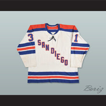 Load image into Gallery viewer, WHA 1975-76 San Diego Mariners Ernie Wakely 31 Home Hockey Jersey