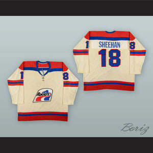 1977-78 WHA Bobby Sheehan 18 Indianapolis Racers White Hockey Jersey