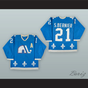 1977-78 WHA Serge Bernier 21 Quebec Nordiques Blue Hockey Jersey