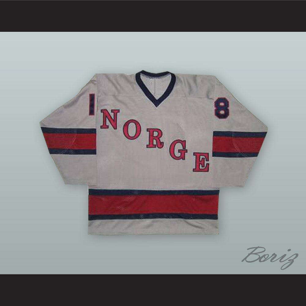 1980 Knut Fjeldsgaard 18 Norway National Team Gray Hockey Jersey
