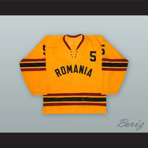 1980 Sandor Gall 5 Romania National Team Yellow Hockey Jersey
