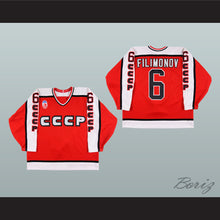Load image into Gallery viewer, 1991 Dmitri Filimonov 6 CCCP Canada Cup Hockey Jersey