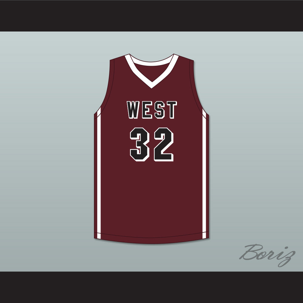 EJ Liddell 32 Belleville High School-West Maroons Maroon Basketball Jersey 4