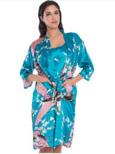 Load image into Gallery viewer, 2 Piece Set Women Silk Peacock Kimono Robes Sexy Lingerie Women Wedding Party Bridesmaid Robe Satin Nightgown Bathrobe Pijam