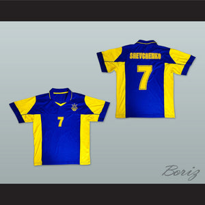 2004-2005 Style Andriy Shevchenko 7 Ukraine National Team Away Blue Soccer Jersey